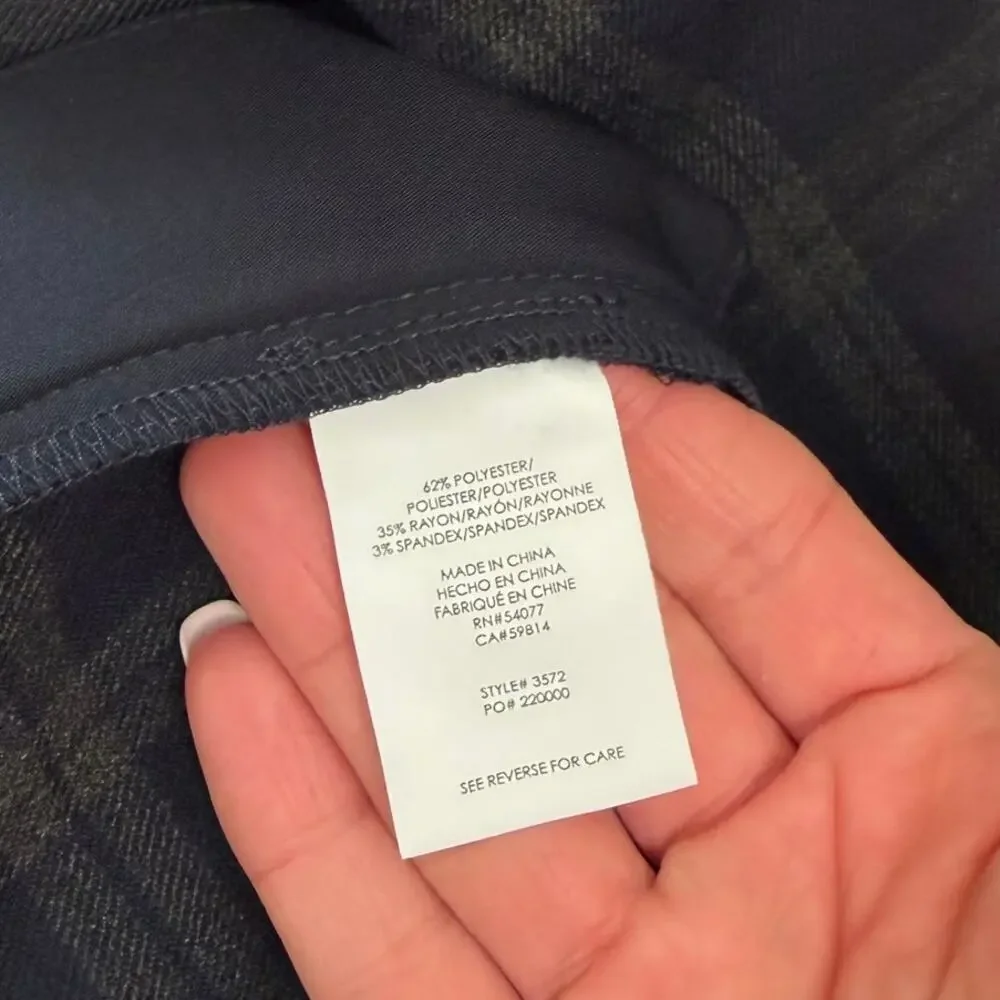 Cabi Navy Plaid Connery Trousers Sz 6